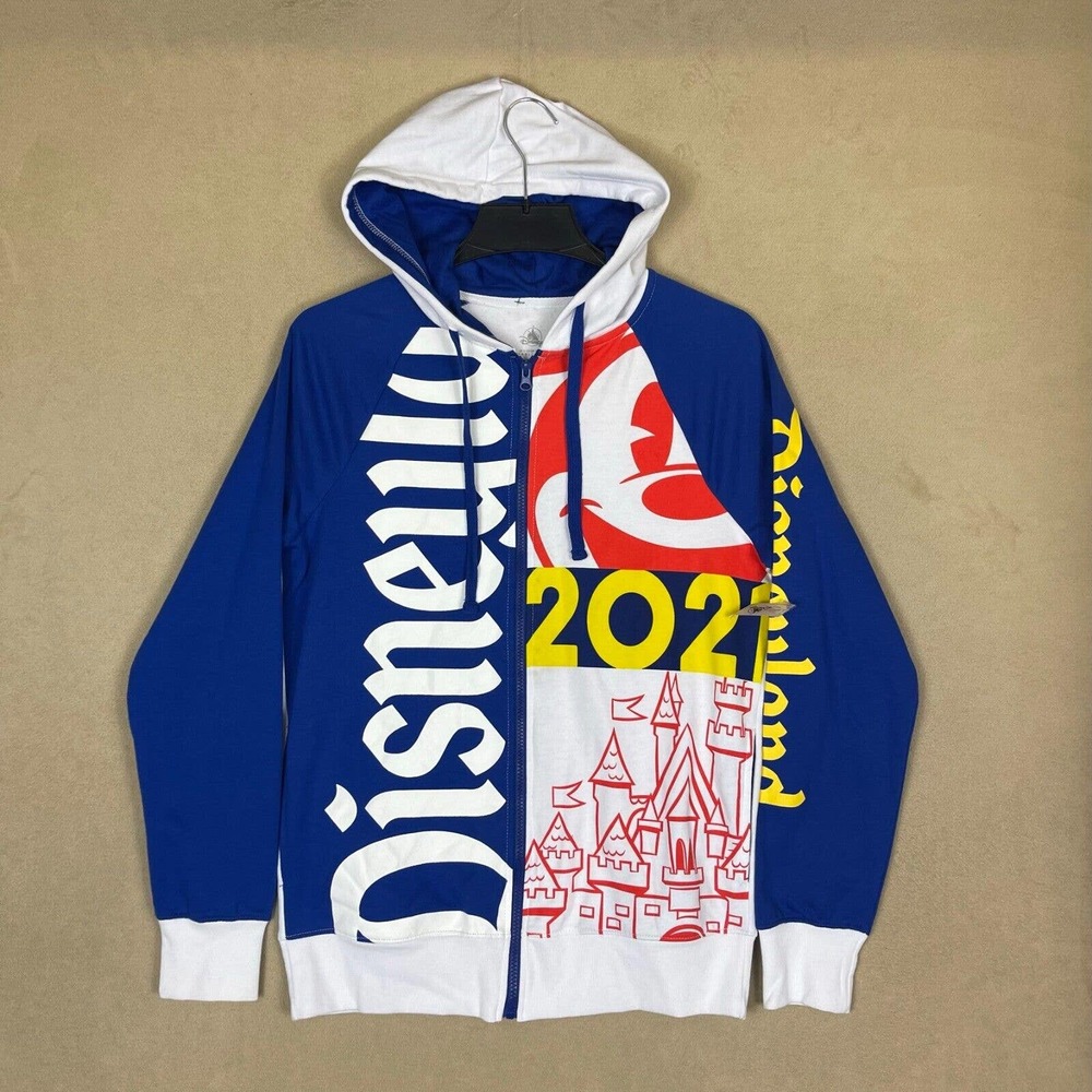Disneyland Resort 2021 Graphic Hoodie Jacket Unisex S Multicolor Zip Closure NWT